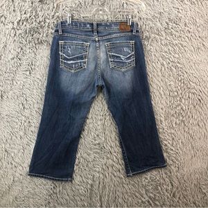 Silver Jeans Womens 31 Stella Distressed Whiskered Denim Capris